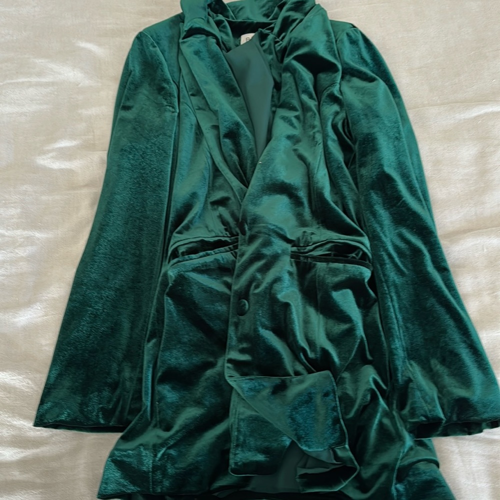 Green velvet blazer with pockets sz s